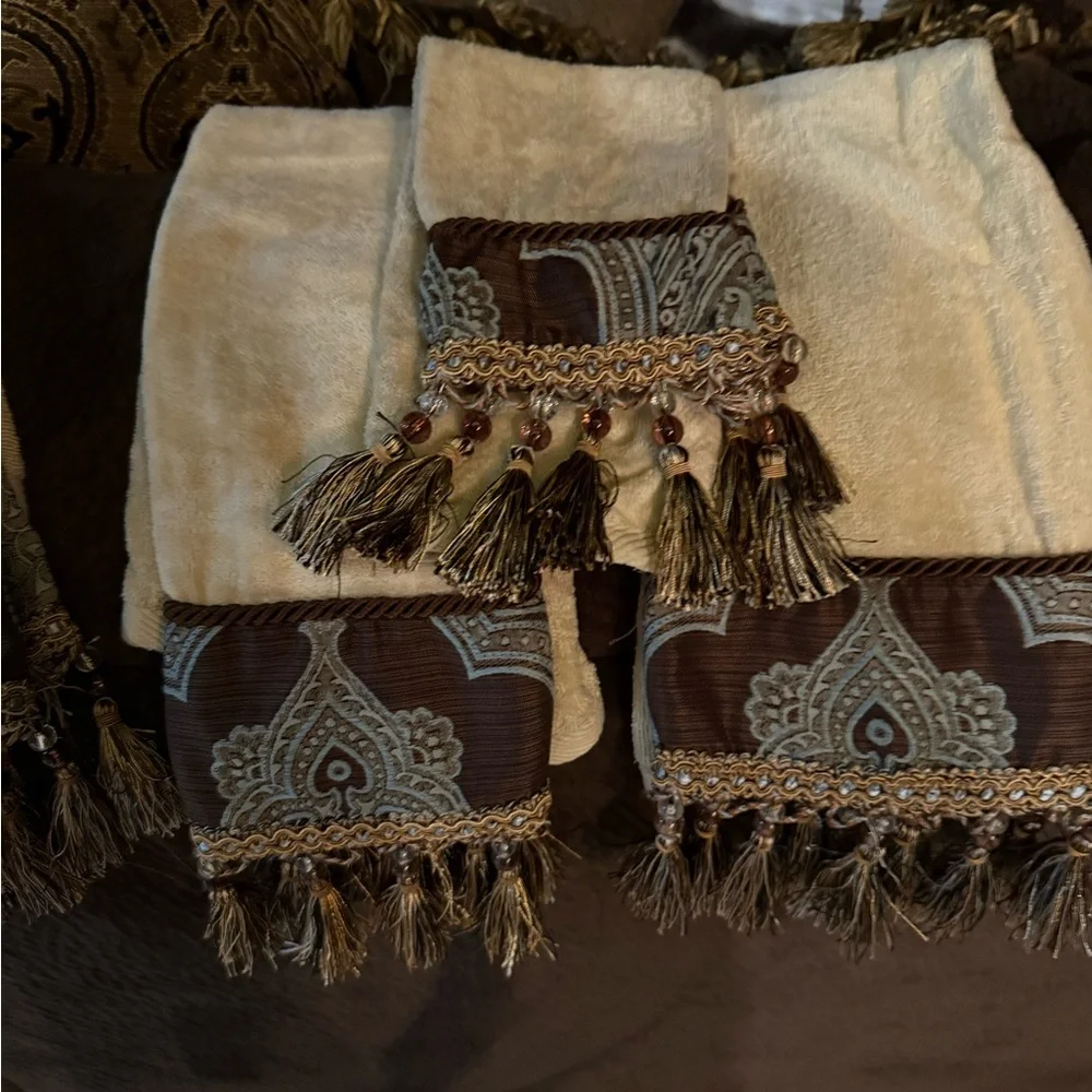 Custom swag bling bathroom Tuscan home handtowel luxury cotton towel set